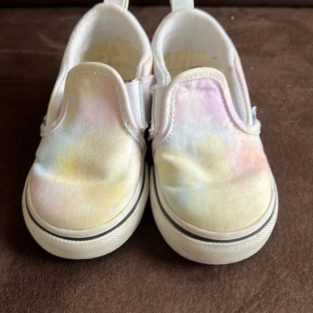 Vans Kids Slip-On Shoes White with Pastel Tie-Dye